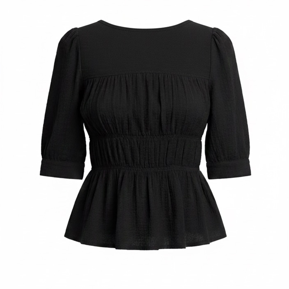 Joe’s Jeans Black Peplum Cotton Gauze Textured Peplum Top Size Large NWT